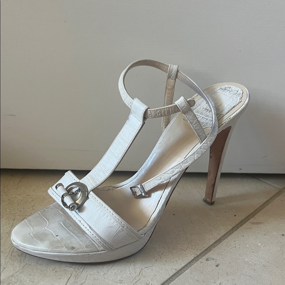 Elegant White High Heel Sandals